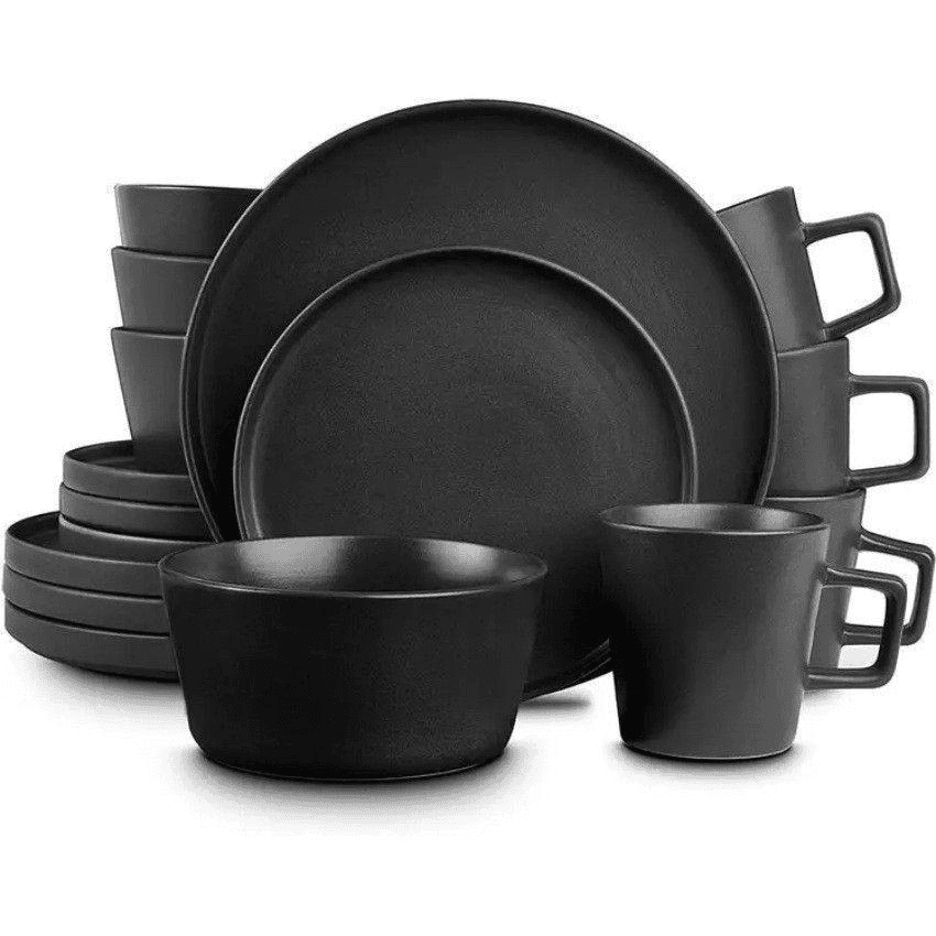 Black Ceramic Dinnerware Set (4 Sets)
